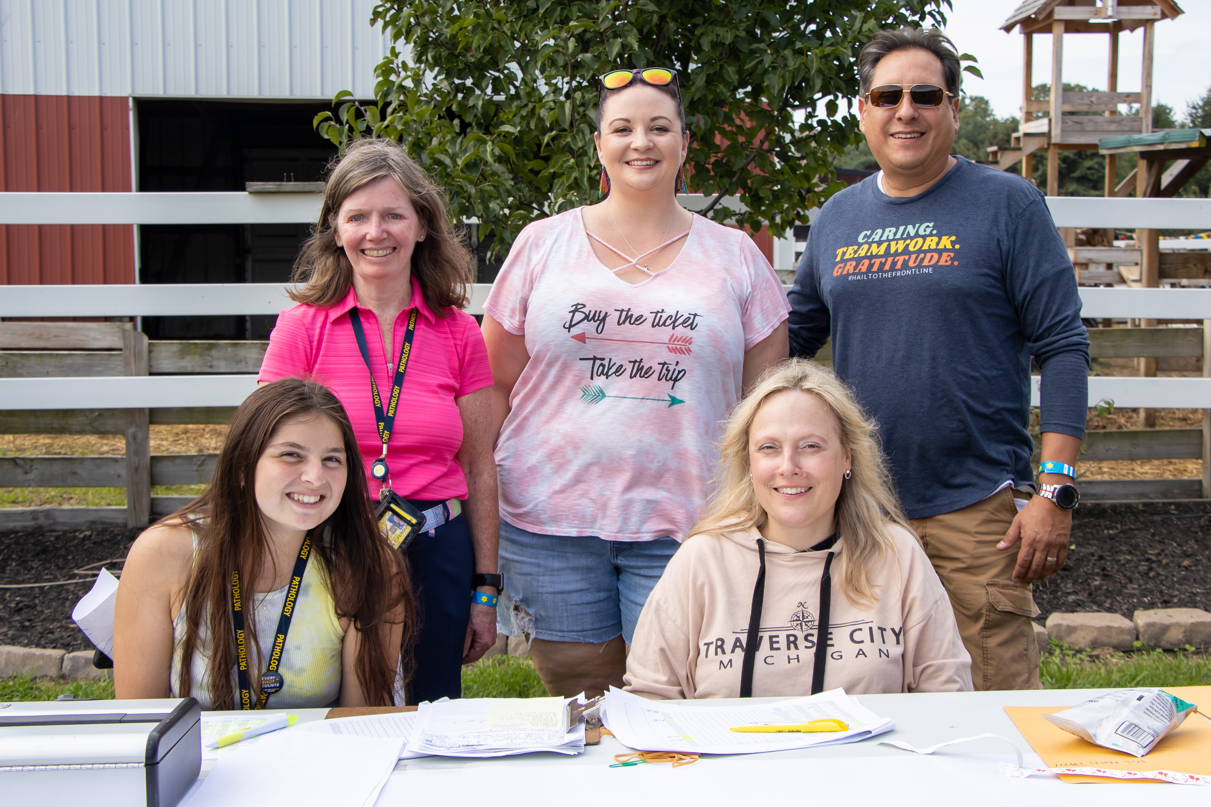Regina with the registration team at the 2021 Fall Picnic.